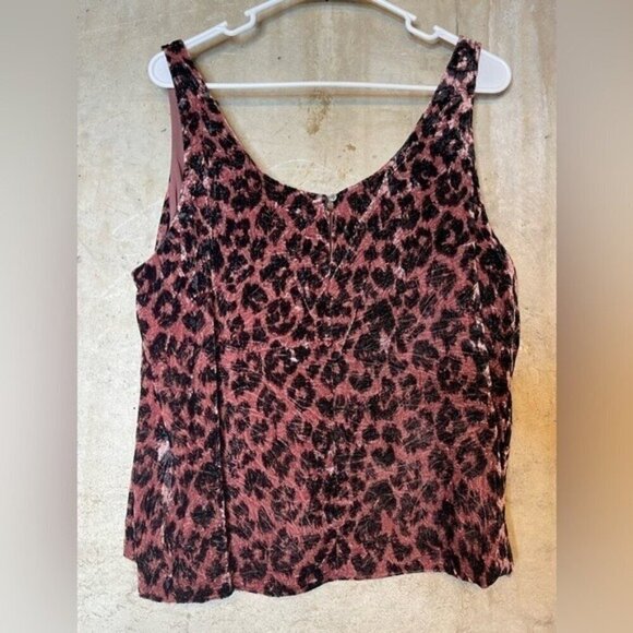 J.crew always women’s Velvet Leopard Print Tank Top Pink Black Keyhole size 14 - Picture 4 of 5